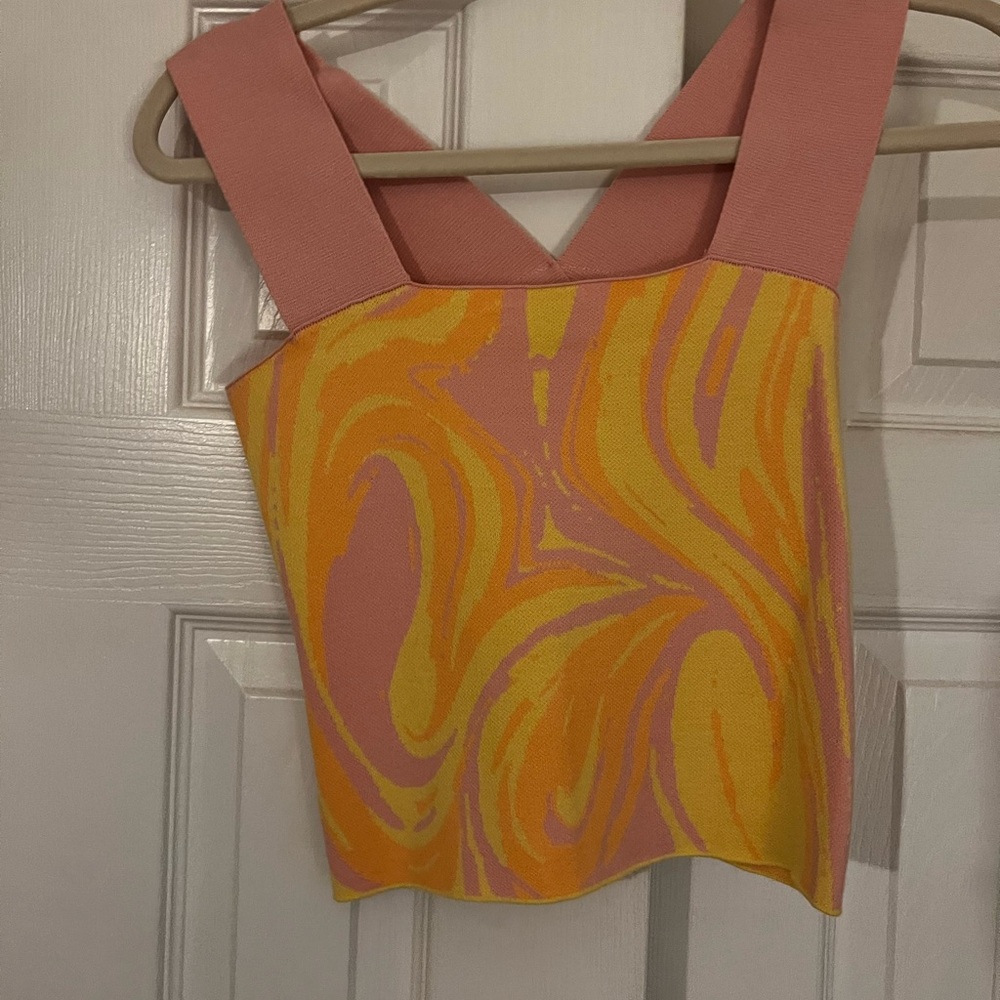 Vibrant Pink and Yellow Swirl Women's Top